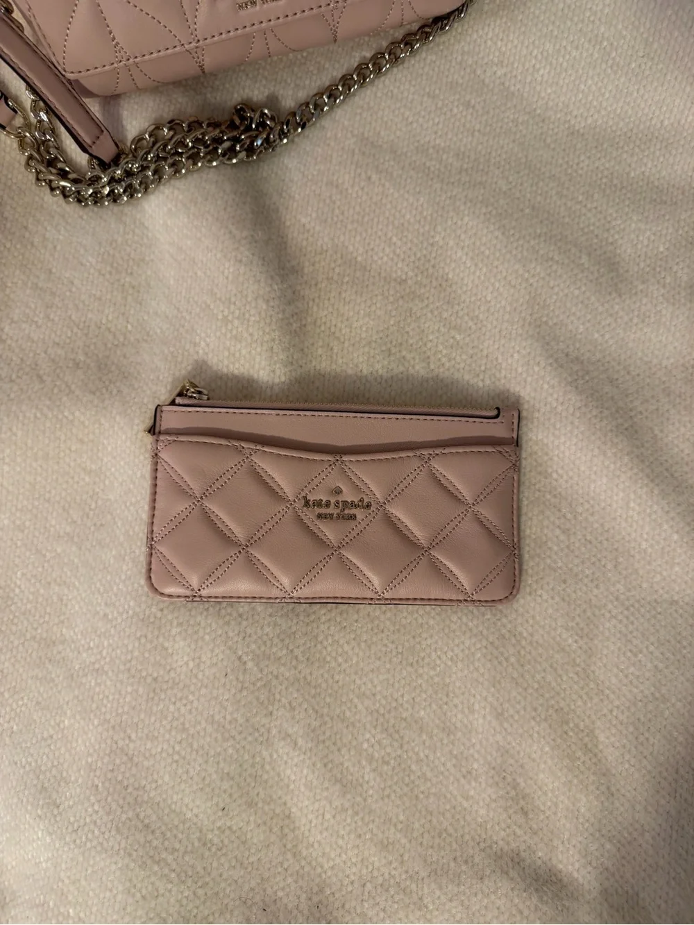 kate spade quilted leather crossbody bag and card pouch - dusty rose